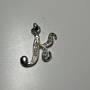 SILVER Necklace Pendant - Letter K